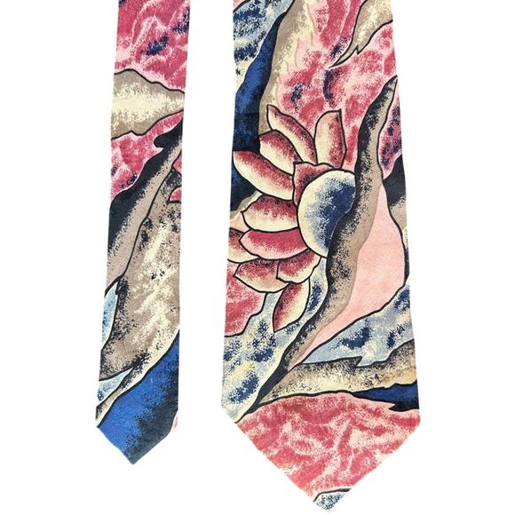 Floral Patterned 80s 90s style  men’s silk tie- retro OSFM - Picture 1 of 5